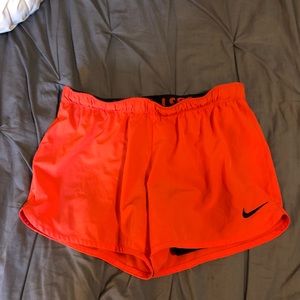 Orange Nike Athletic Shorts with Spandex- Size Small